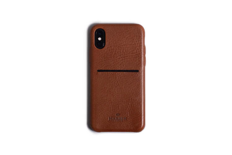 Étui pour iPhone avec poche arrière marron foncé