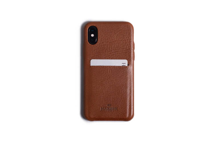 Étui pour iPhone avec poche arrière marron foncé