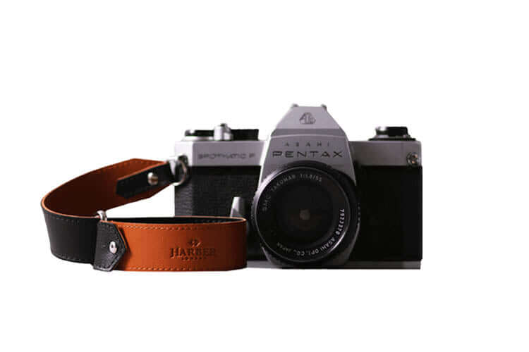 Leather Slide Camera Wrist Strap Tan/Black