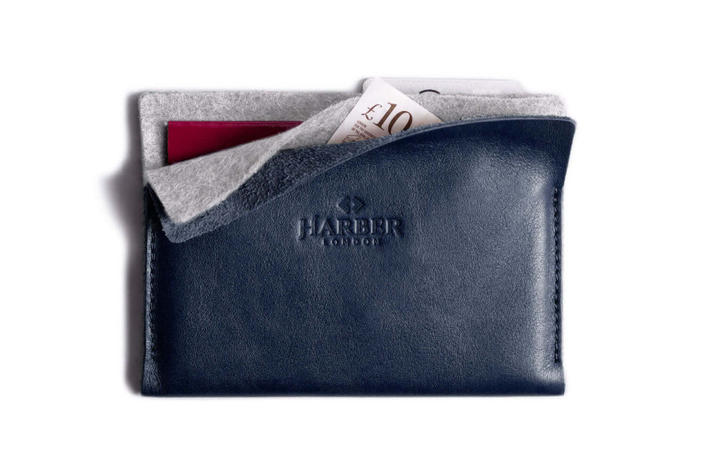 Super Slim Leather Passport Wallet - Horizon Navy