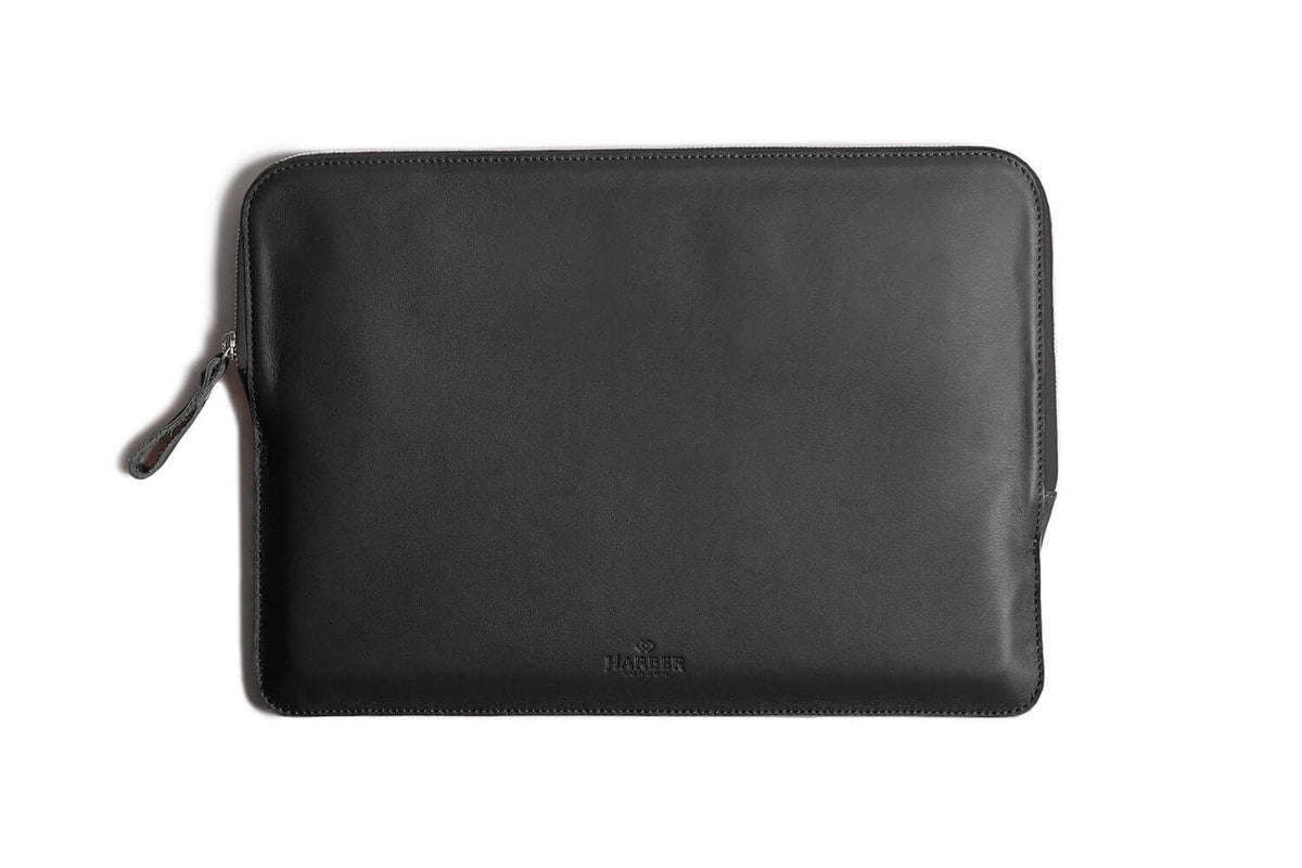 Slim Leather Folio Laptop Case No. 7 Black