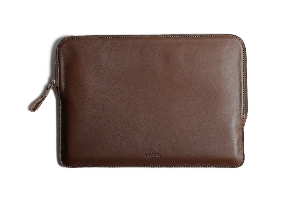 Slim Leather Folio Laptop Case No. 7 Deep Brown