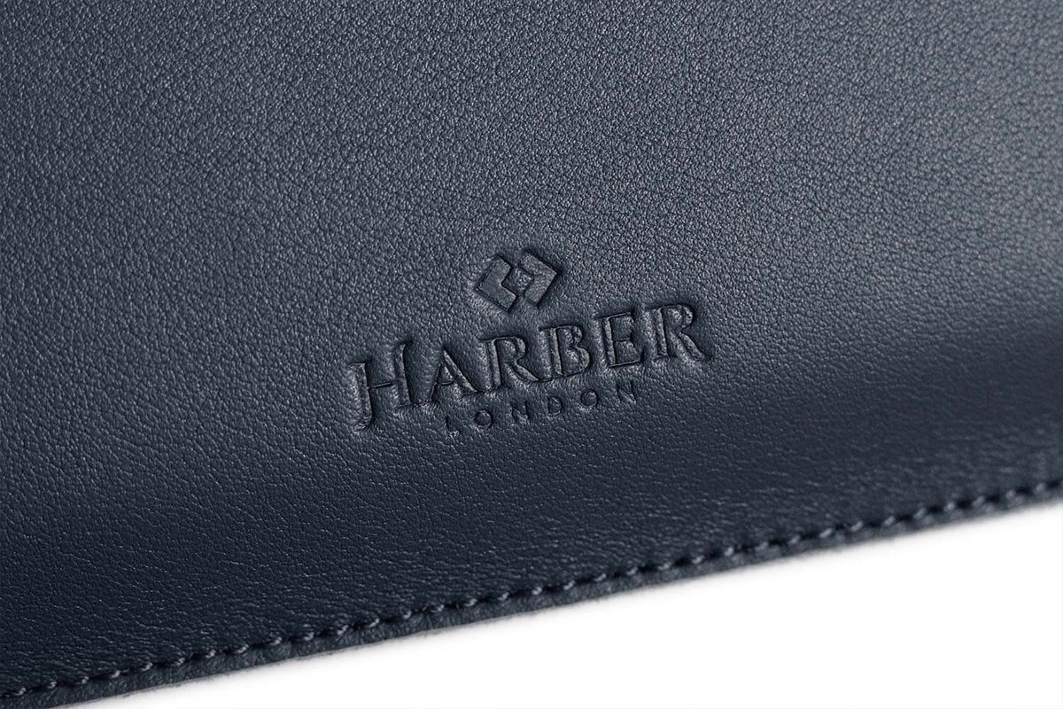 Slim Leather Folio Laptop Case No. 7 Navy