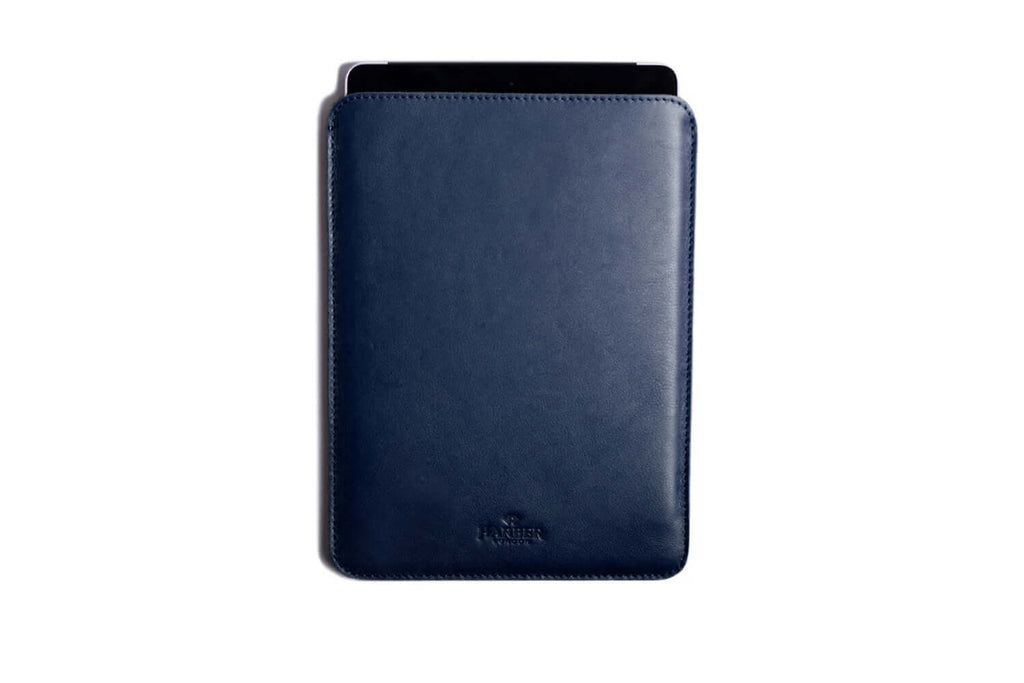 Étui fin en cuir pour iPad et Kindle, bleu marine