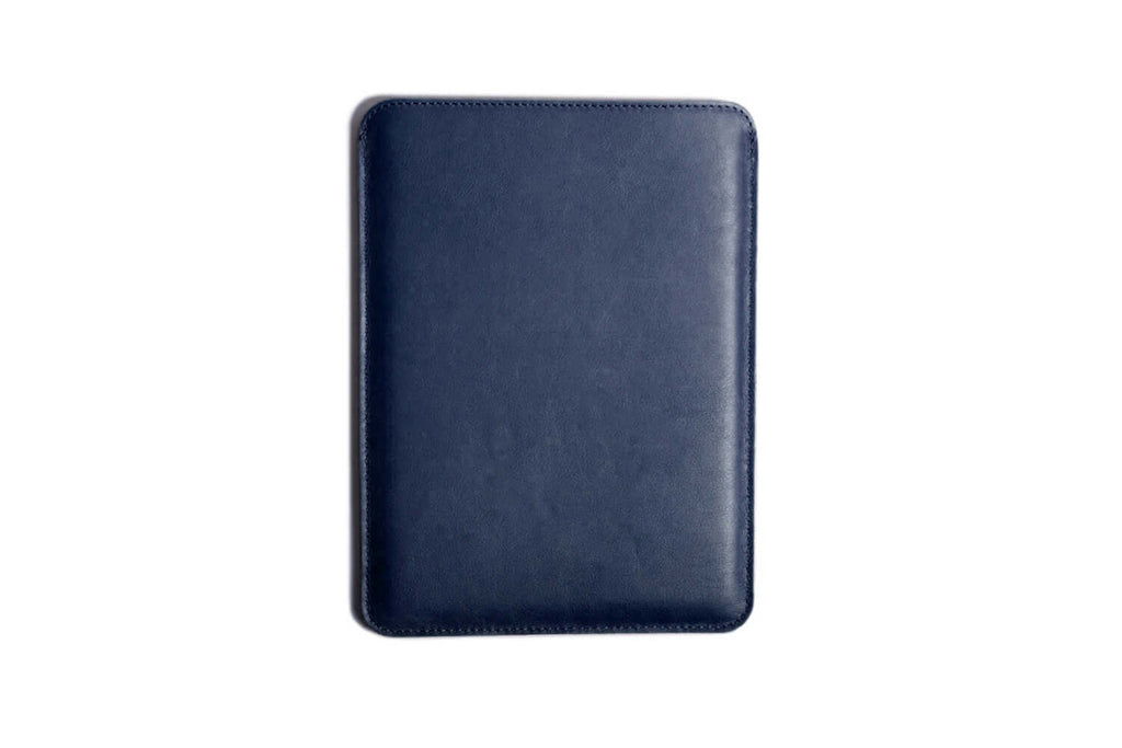 Étui fin en cuir pour iPad et Kindle, bleu marine