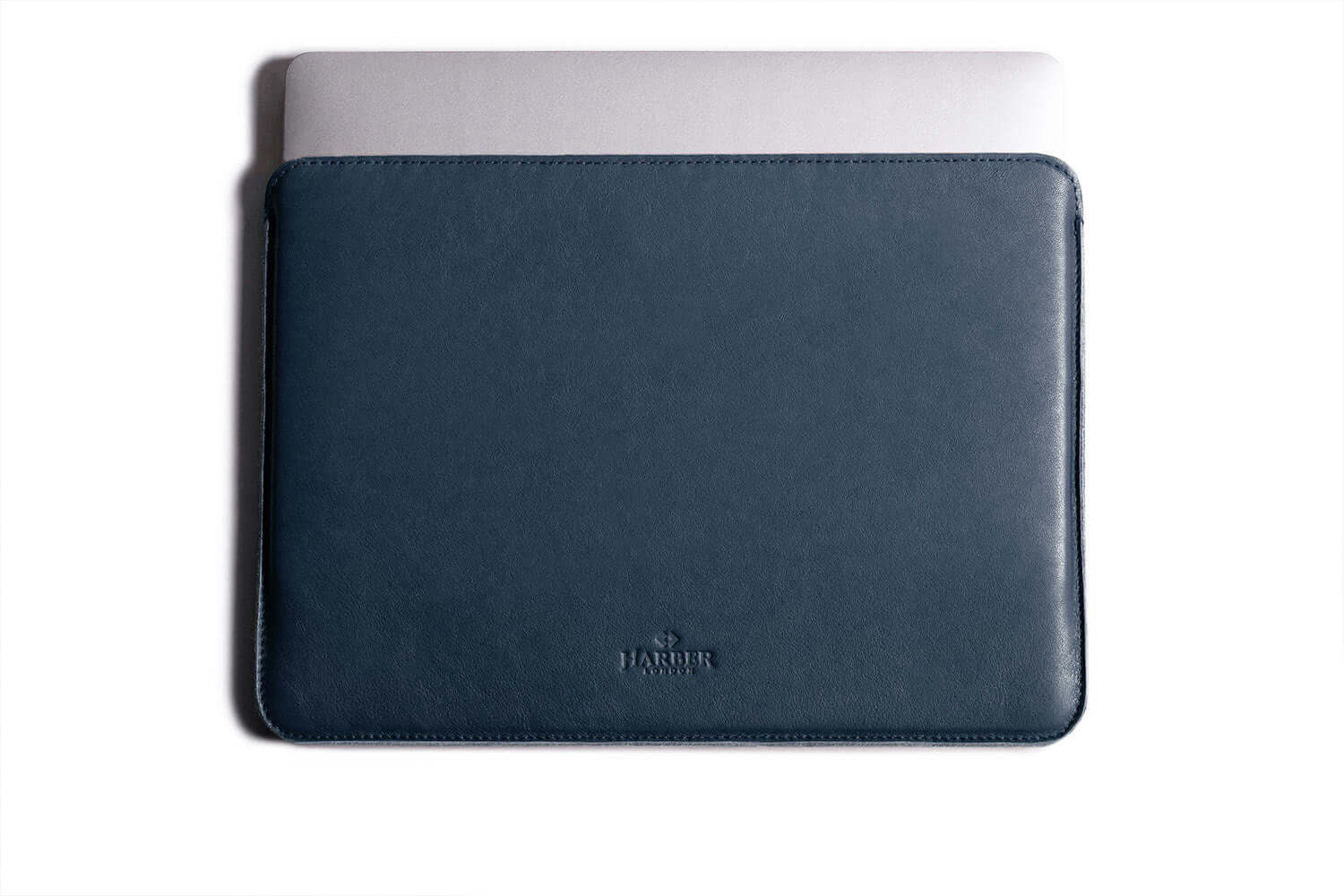 Étui fin en cuir pour MacBook, bleu marine