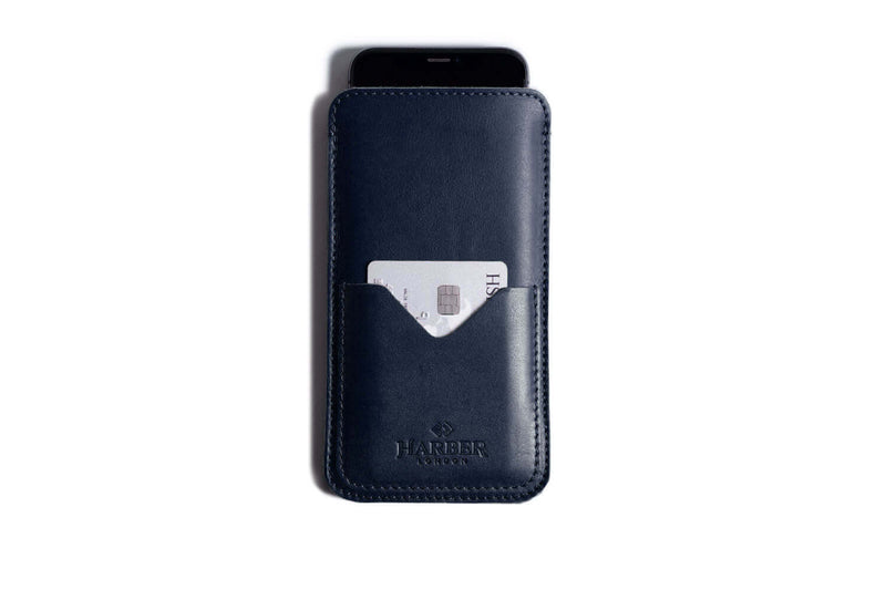 Slim Leather Smartphone Sleeve Case Navy