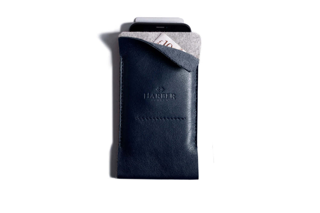 Slim Wallet Sleeve Case for Smartphones Navy