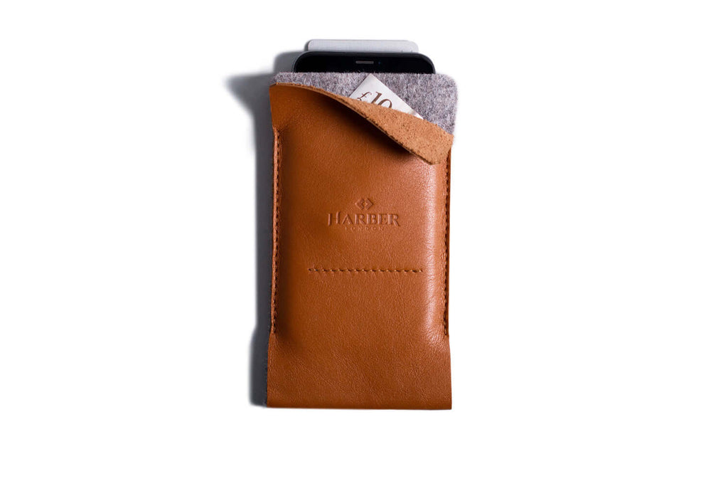 Slim Wallet Sleeve Case for Smartphones Tan