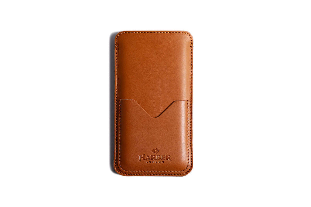 Slim Leather Smartphone Sleeve Case Tan