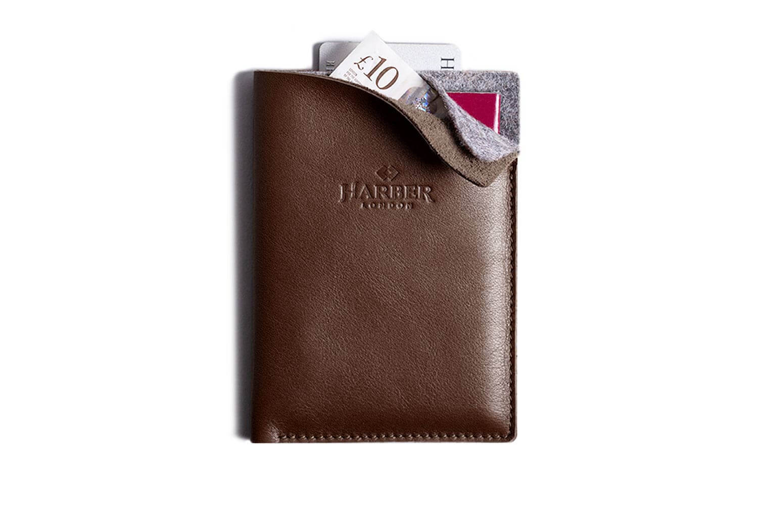 Portefeuille passeport vertical super fin marron foncé