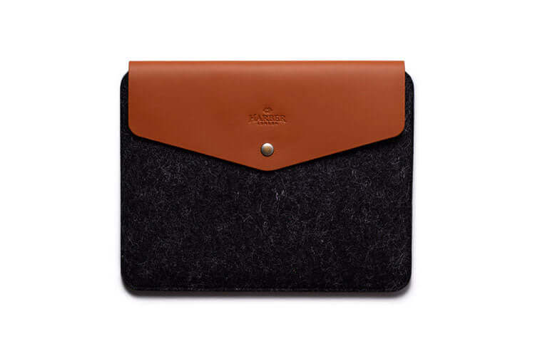 Étui en cuir pour iPad avec pochette enveloppe Tan