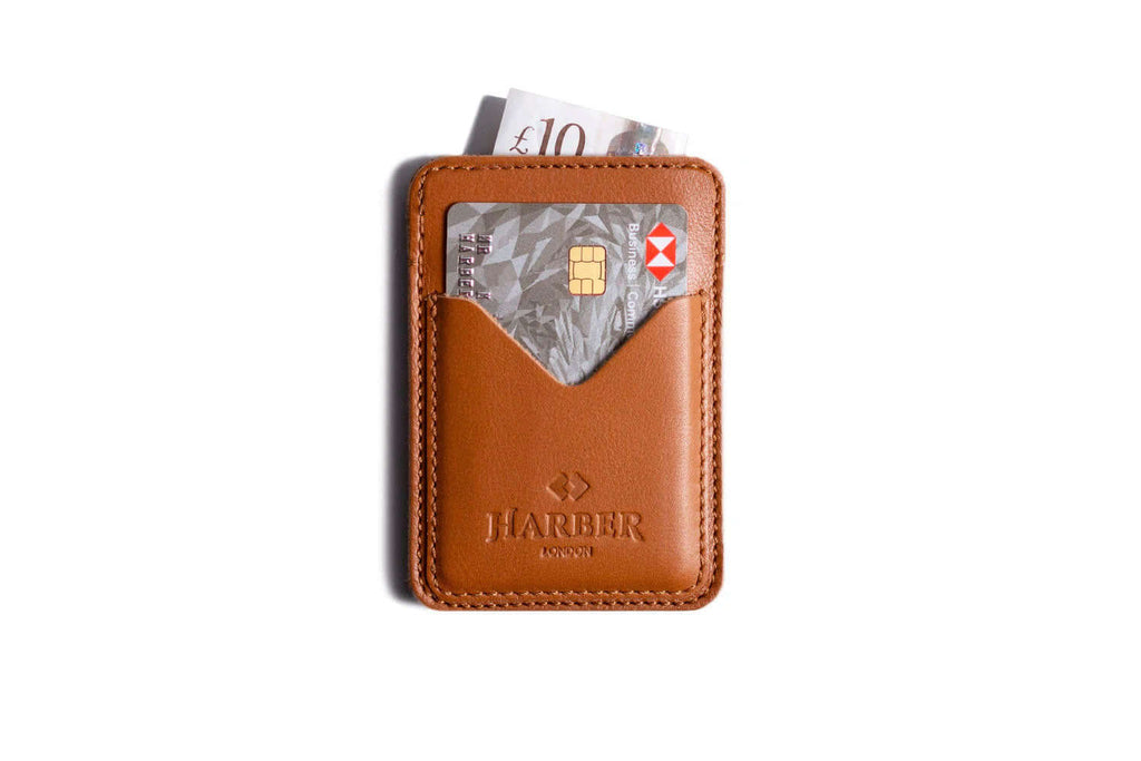 Porte-cartes en cuir classique - 3 poches Tan